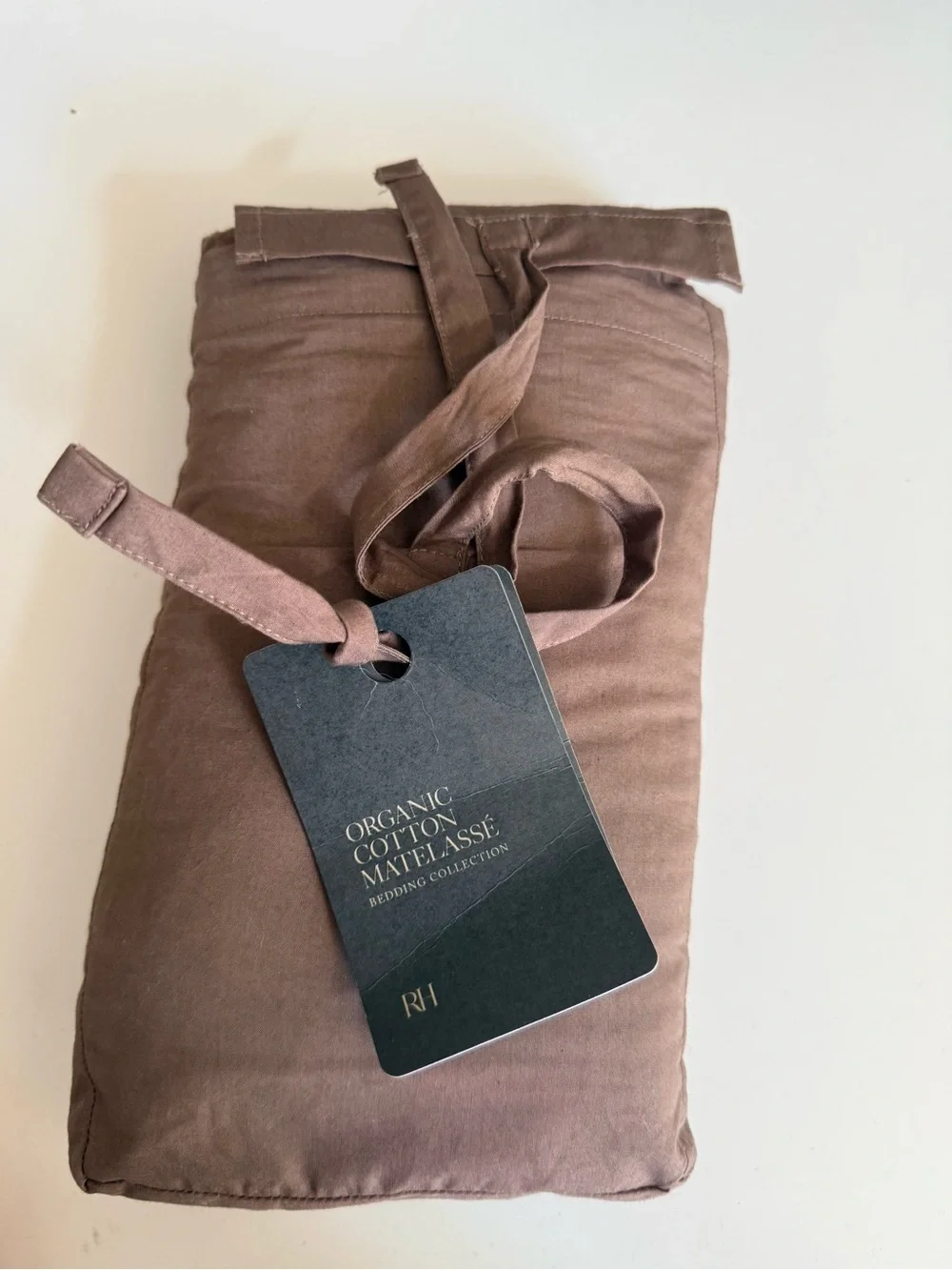 RH Euro Sham Organic Cotton Matelassé in Mochaccino brown NEW